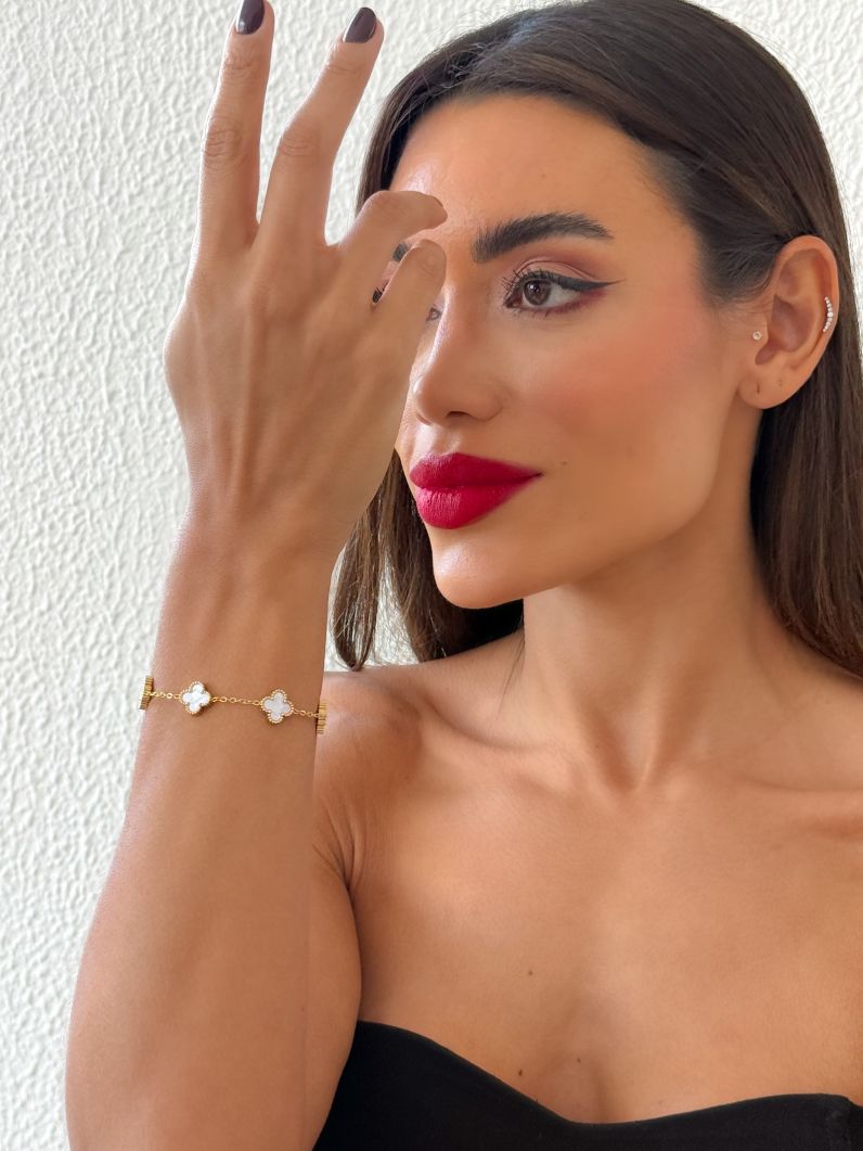 Pulseira Aço Inoxidável Ouro 18k e Prata Inspiração Vg. Resinado