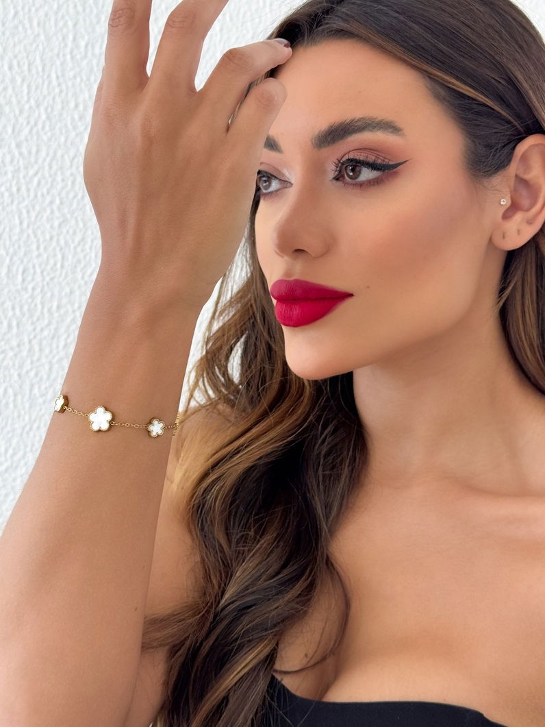 Pulseira Aço Inoxidável Ouro 18k e Prata Inspiração Vg. Resinado