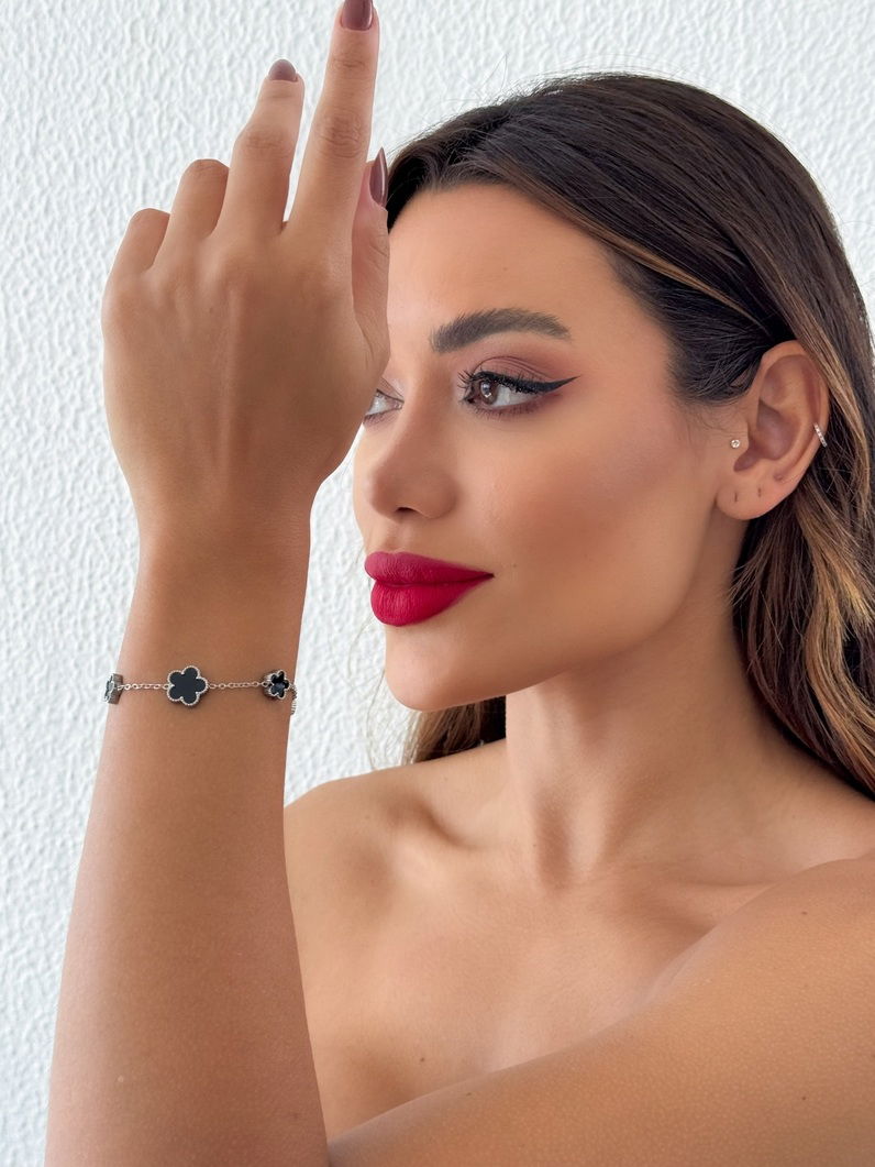 Pulseira Aço Inoxidável Ouro 18k e Prata Inspiração Vg. Resinado