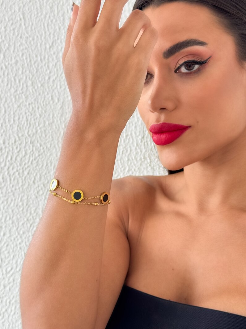 Pulseira Aço Inoxidável Ouro 18k e Prata Inspiração Altas Joalherias