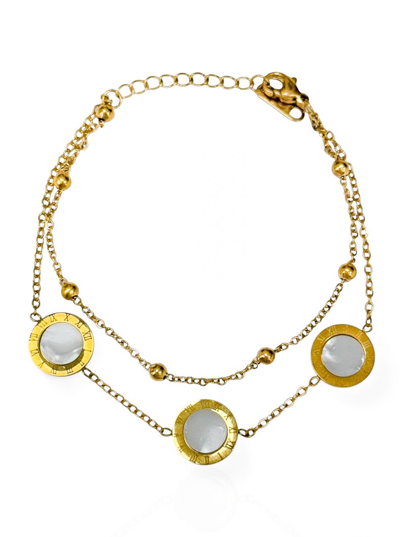 Pulseira Aço Inoxidável Ouro 18k e Prata Inspiração Altas Joalherias