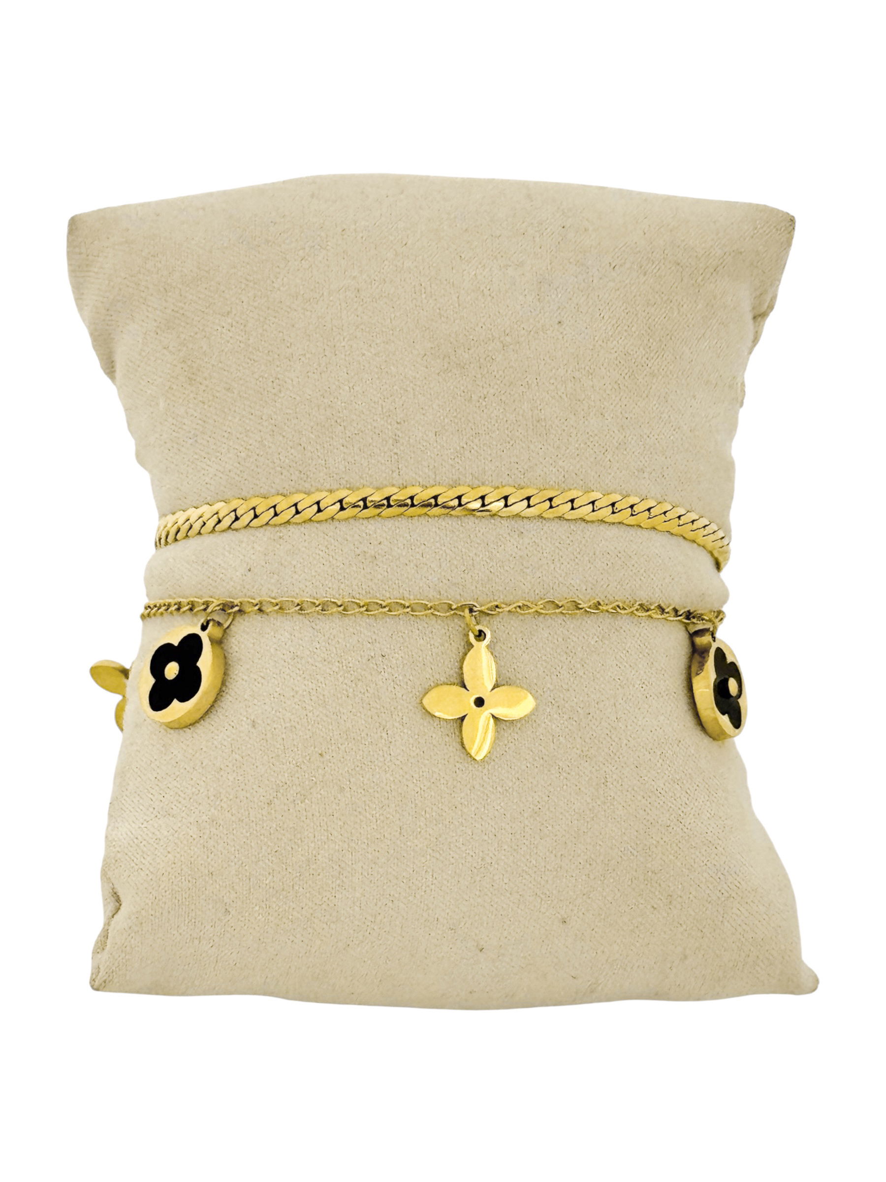 Pulseira de Aço Inoxidável Folheado a Ouro 18k Inspiração Vg. Resinada Duplo Fita