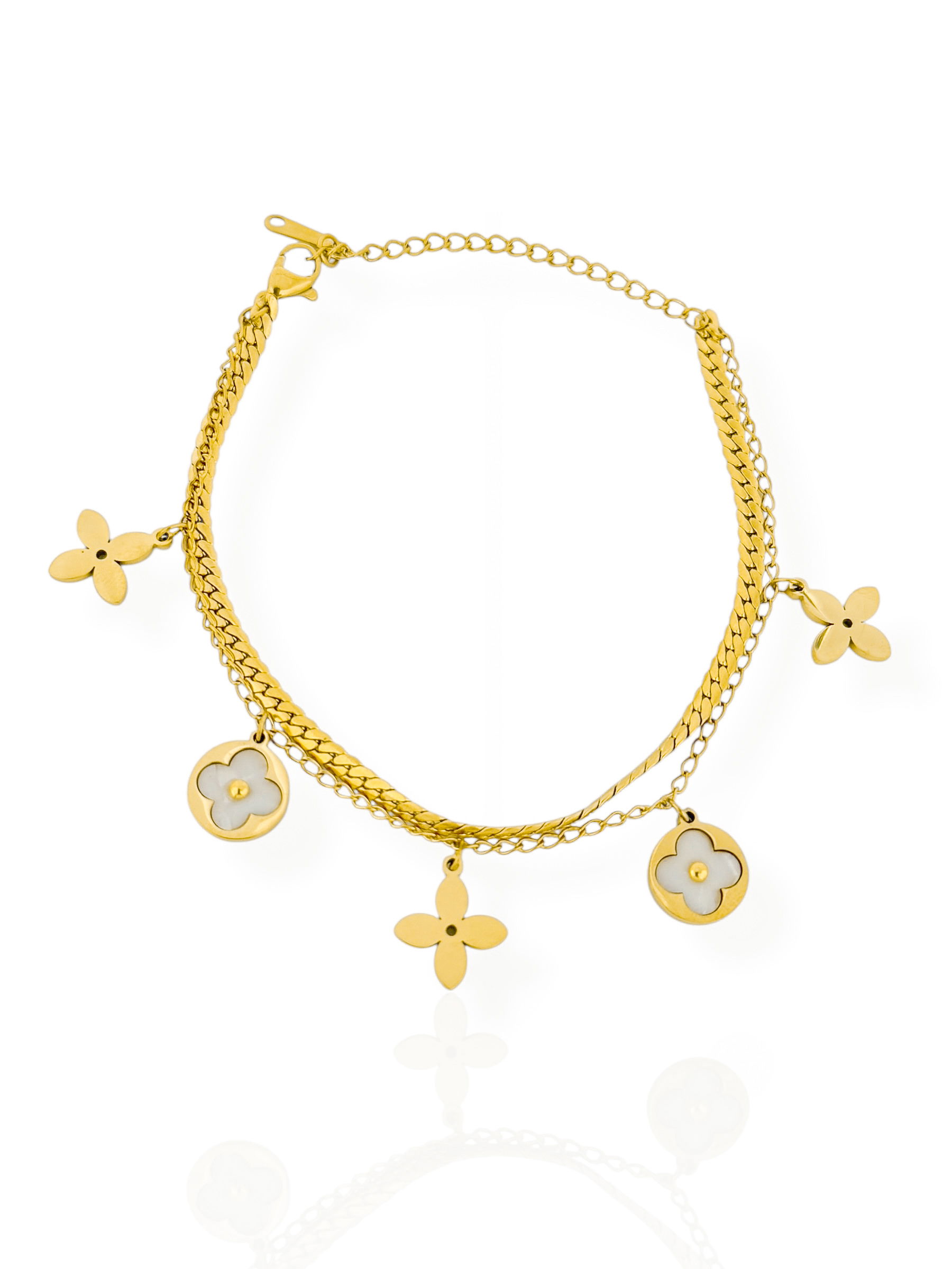 Pulseira de Aço Inoxidável Folheado a Ouro 18k Inspiração Vg. Resinada Duplo Fita