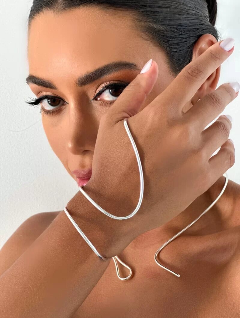 Pulseira de Mão Folheada a Ouro 18k e Prata Aro Elis