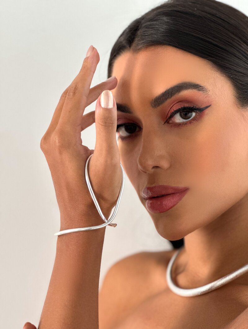 Pulseira de Mão Folheado a Ouro 18k e Prata Aro Curve