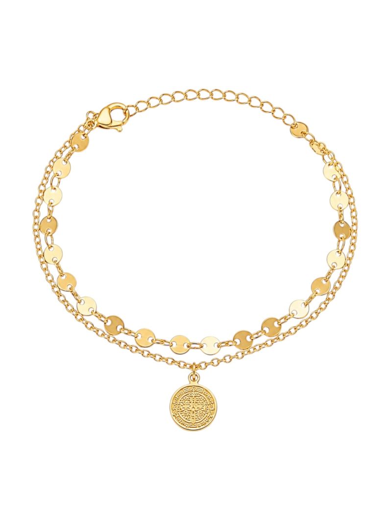 Pulseira Dupla Folheada a Ouro 18k Circulos e São Bento