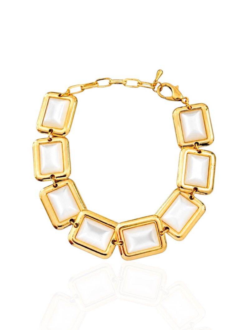 Pulseira Folheada a Ouro 18k Pérola Elegante
