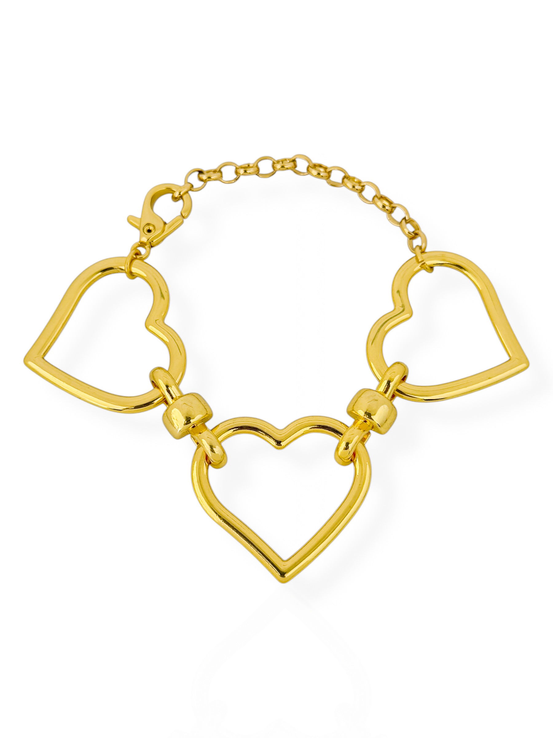 Pulseira elos abraço coração em verniz italiano banhado em 10 milésimos de ouro 18k