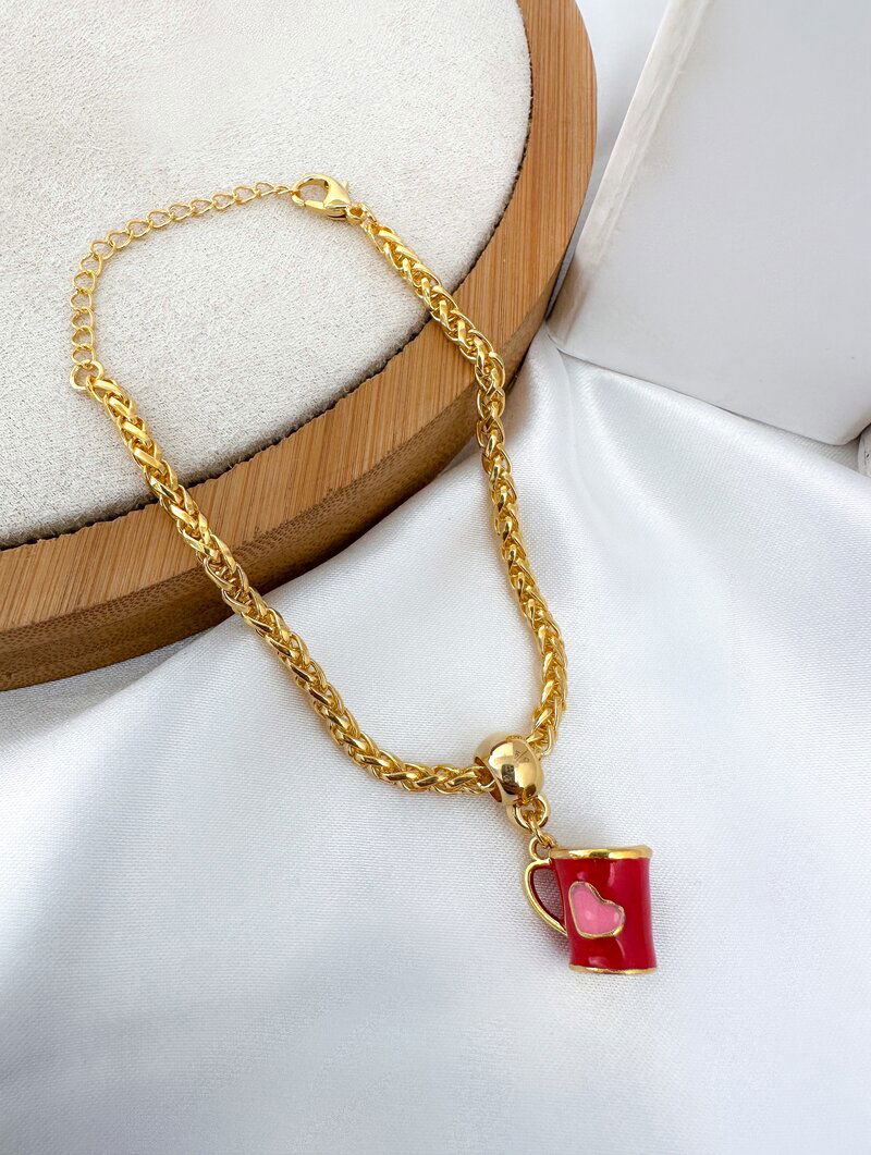 Pulseira Folheada a Ouro 18k com Caneca Resinada