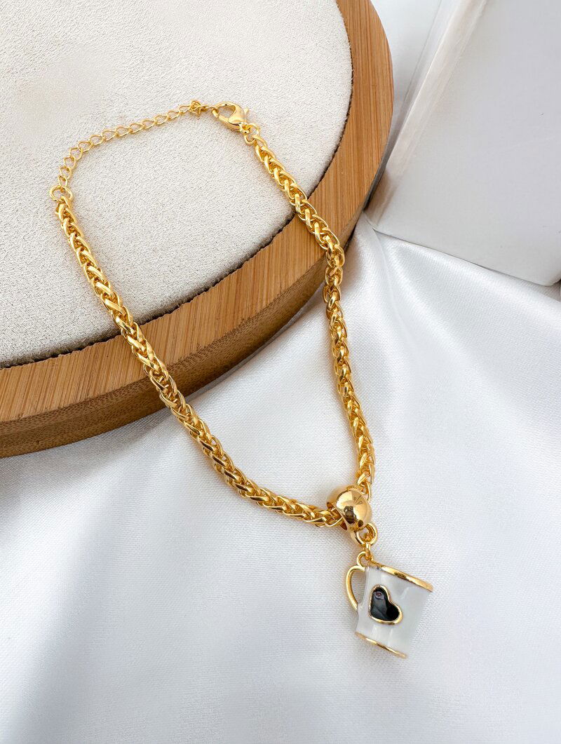 Pulseira Folheada a Ouro 18k com Caneca Resinada