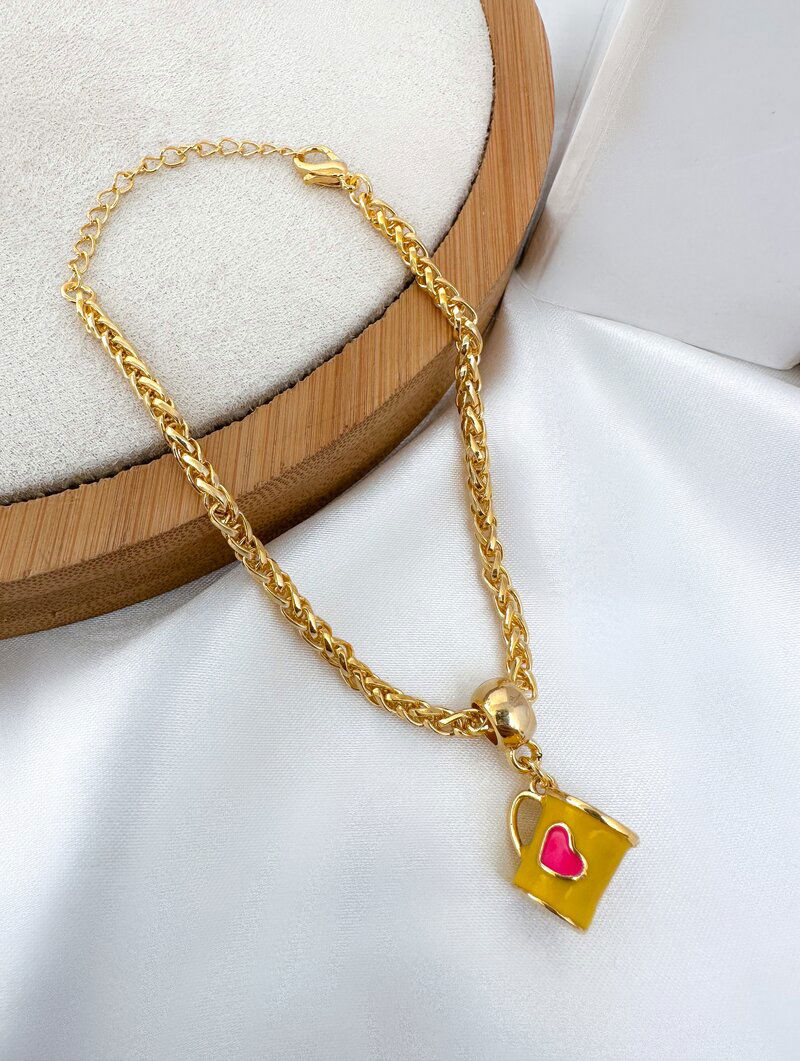 Pulseira Folheada a Ouro 18k com Caneca Resinada