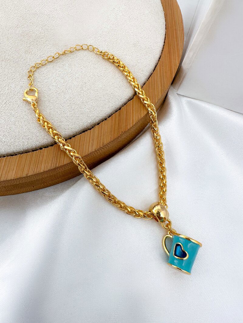 Pulseira Folheada a Ouro 18k com Caneca Resinada