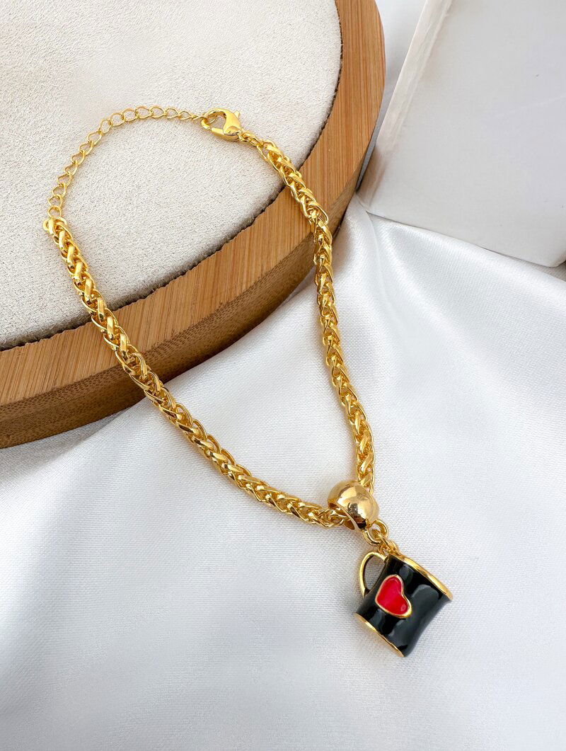 Pulseira Folheada a Ouro 18k com Caneca Resinada