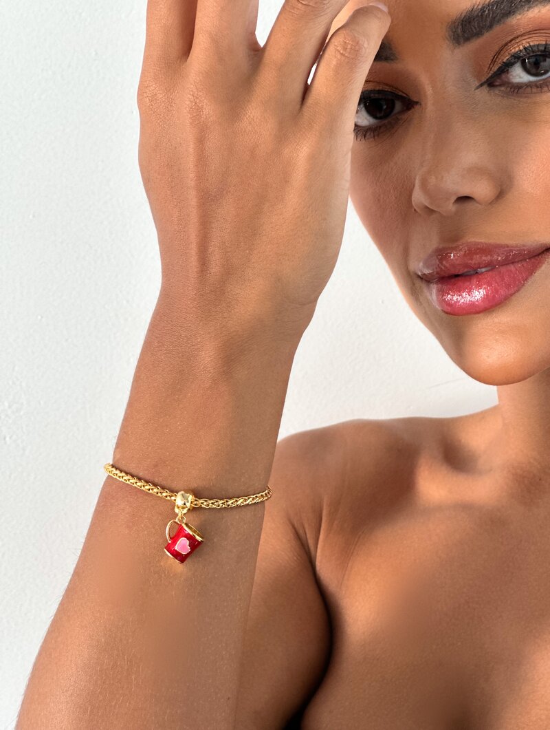 Pulseira Folheada a Ouro 18k com Caneca Resinada