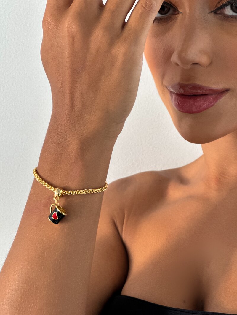 Pulseira Folheada a Ouro 18k com Caneca Resinada