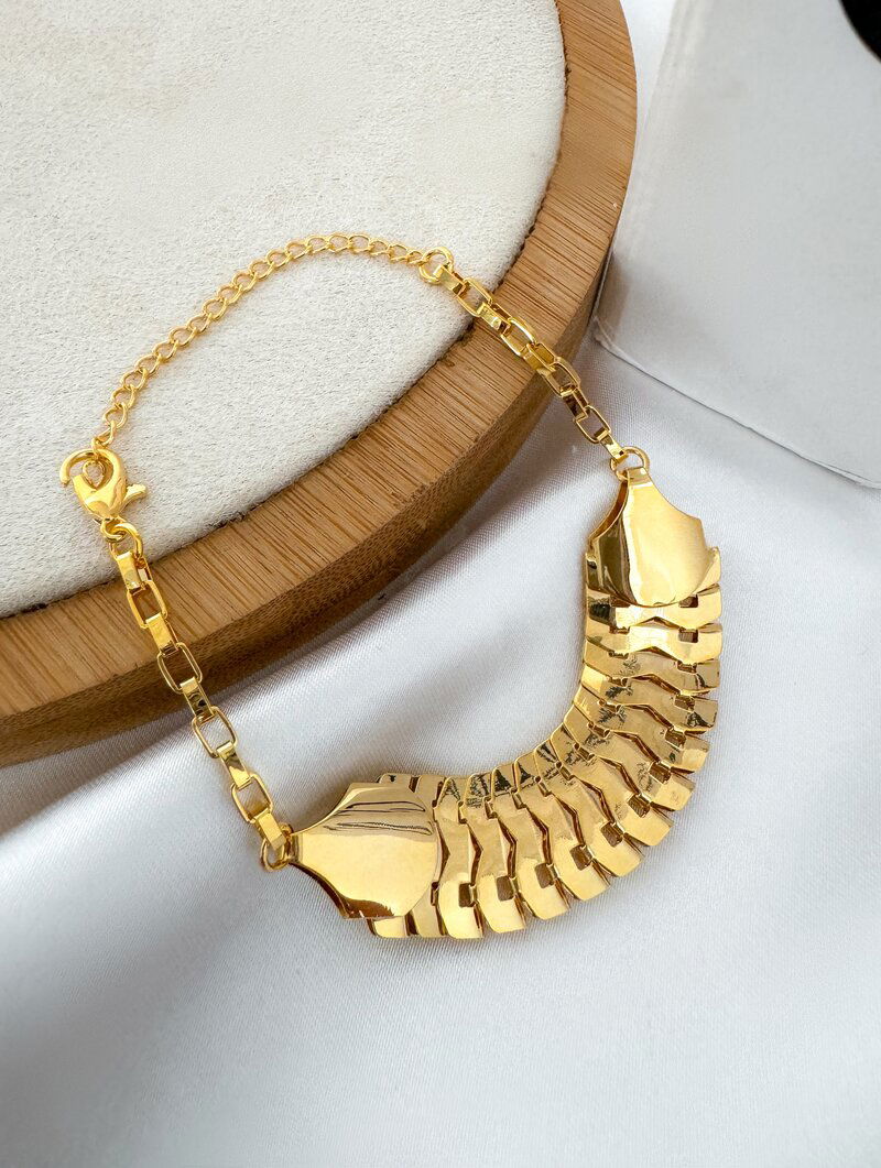 Pulseira Folheada a Ouro 18k com Detalhe Corrente Lacraia