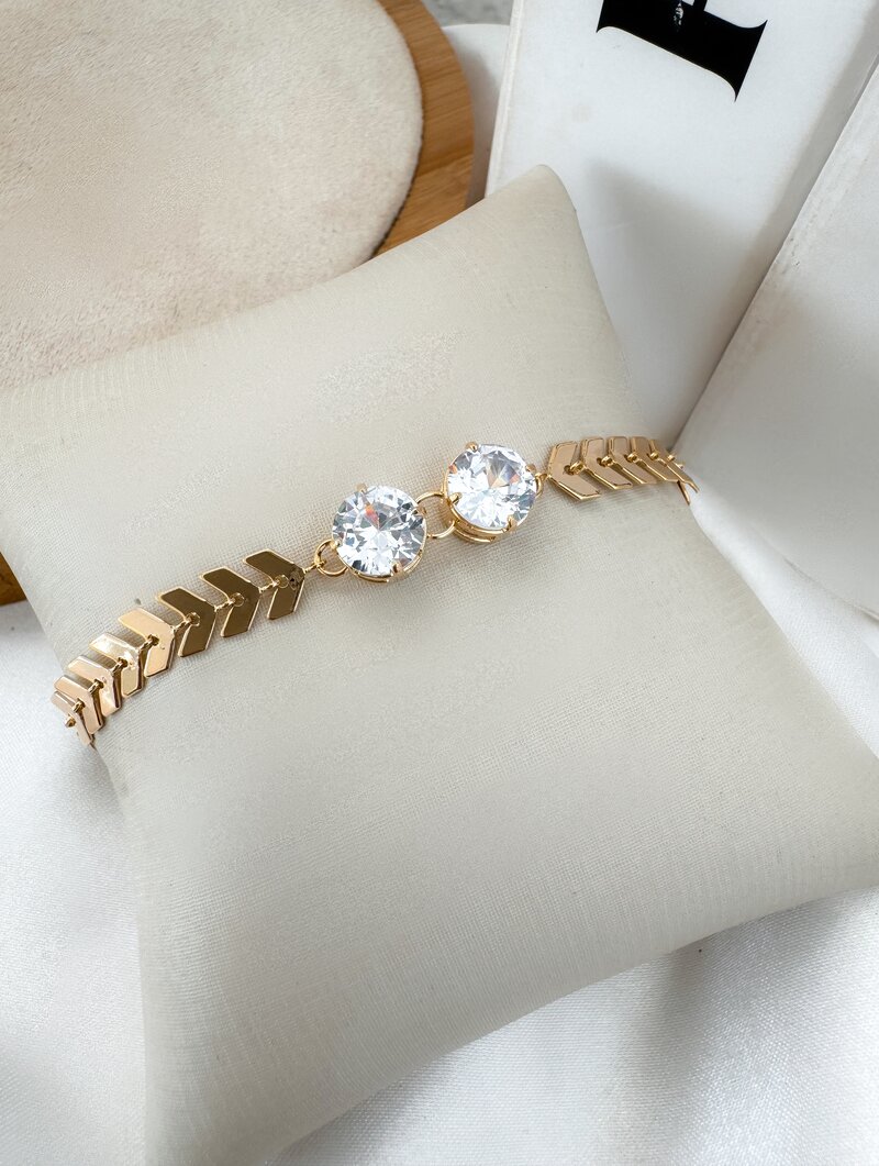 Pulseira Folheada a Ouro 18k com Escamas e Zircônias