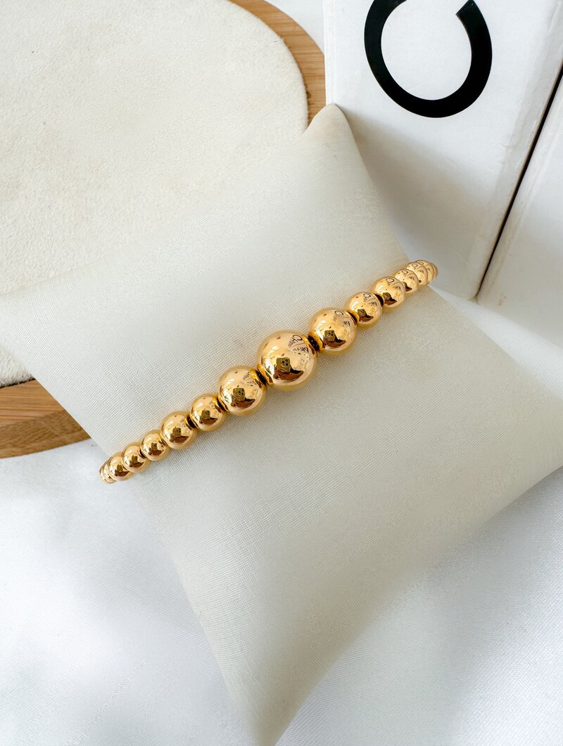 Pulseira Folheada a Ouro 18k com Esferas Lisas Crescentes