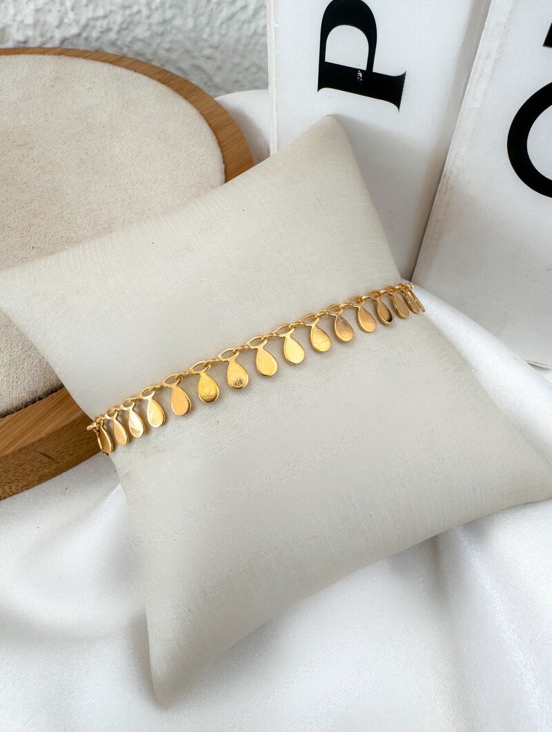 Pulseira Folheada a Ouro 18k com Gotas Lisas