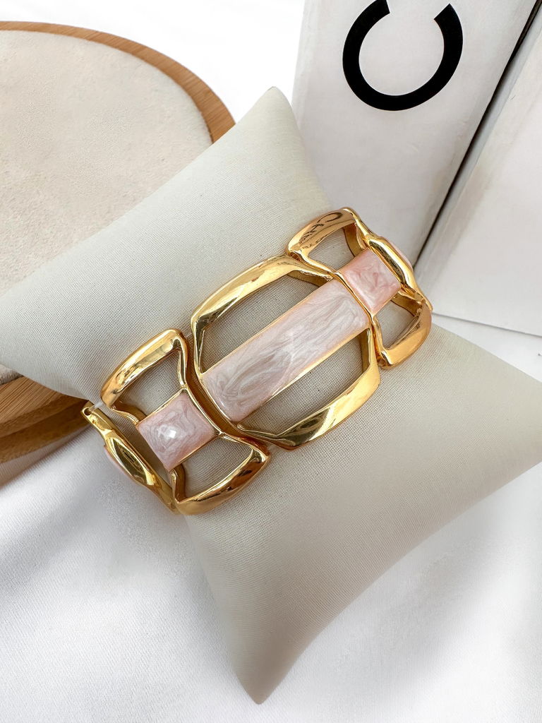 Pulseira folheada a ouro 18k com madre perola