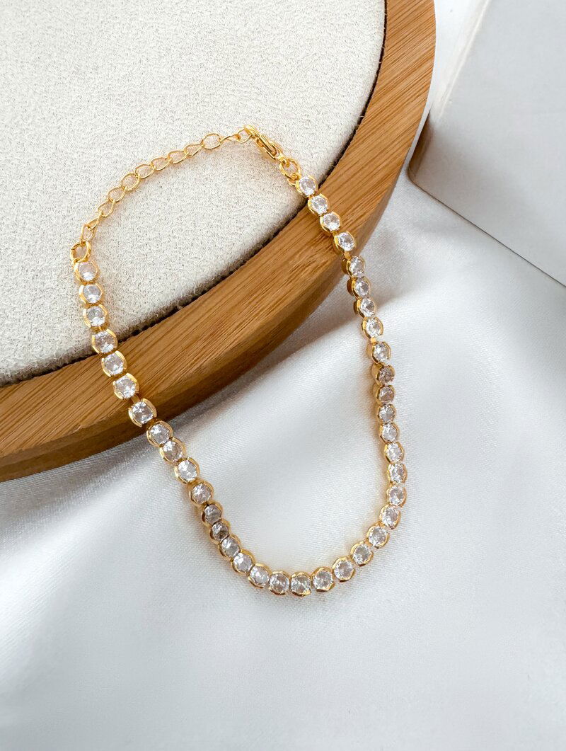 Pulseira Folheada a Ouro 18k com Zircônias