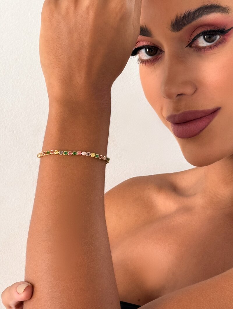 Pulseira Folheada a Ouro 18k com Zircônias