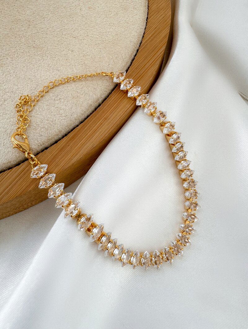 Pulseira Folheada a Ouro 18k com Zircônias Cristais