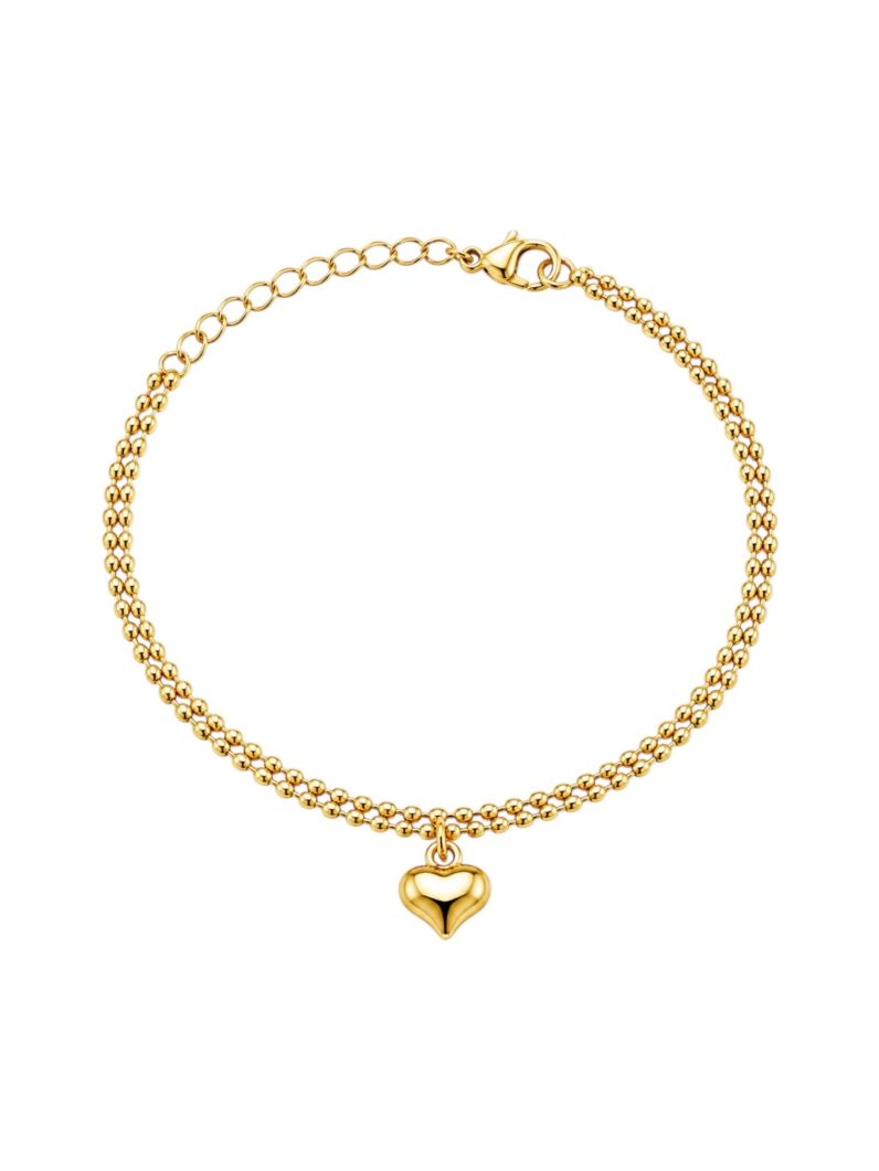 Pulseira Folheada a Ouro 18k Coração Liso