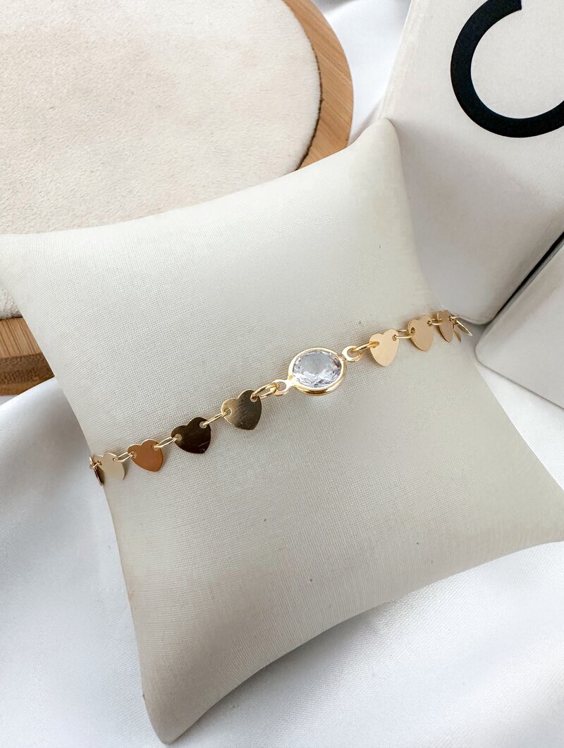 Pulseira Folheada a Ouro 18k Corações com Zircônia