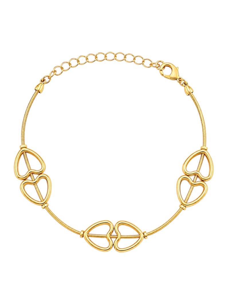 Pulseira Folheada a Ouro 18k Corações Vazados