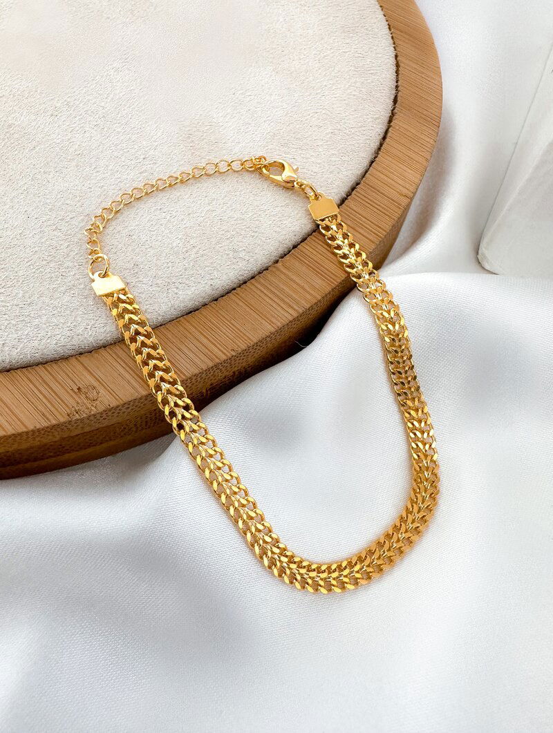 Pulseira Folheada a Ouro 18k Corrente Vazada