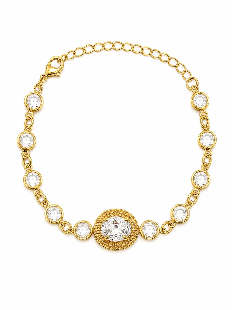 Pulseira Folheada a Ouro 18k Cristais