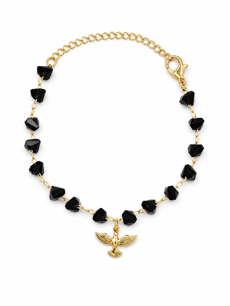 Pulseira Folheada a Ouro 18k Cristais Pretos