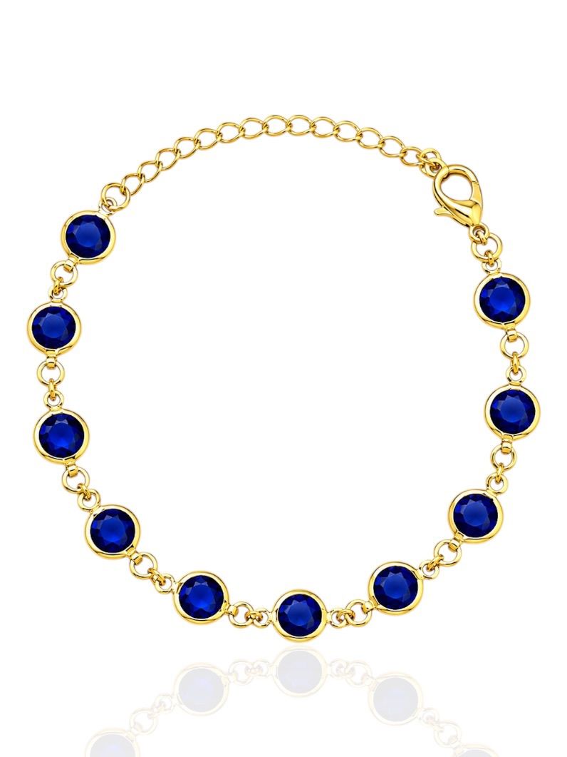 Pulseira Folheada a Ouro 18k Cristal Azul
