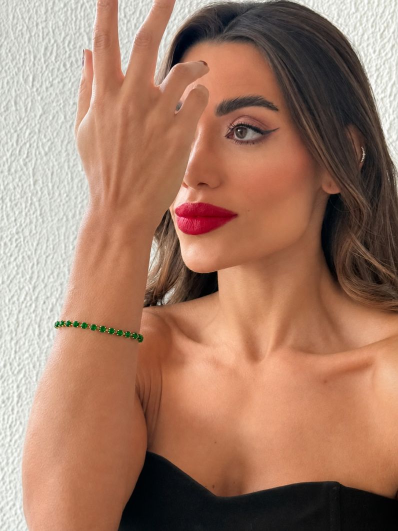 Pulseira Folheada a Ouro 18k Design Verde