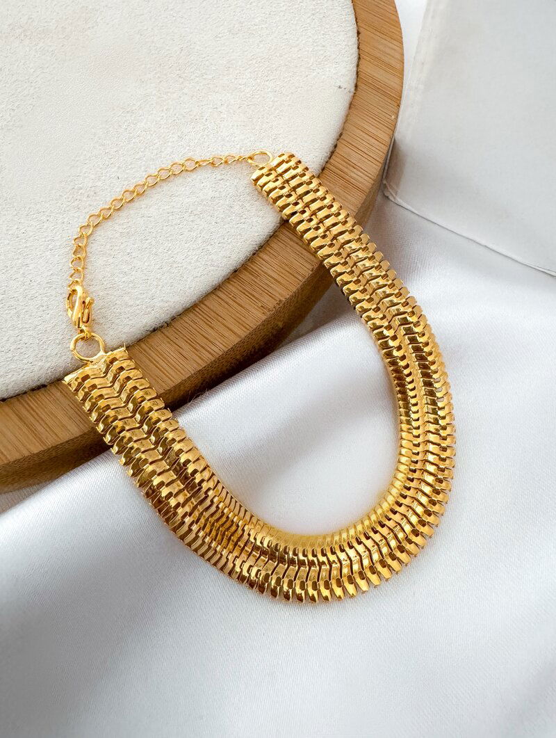 Pulseira Folheada a Ouro 18k e Prata 925 Corrente Lacraia