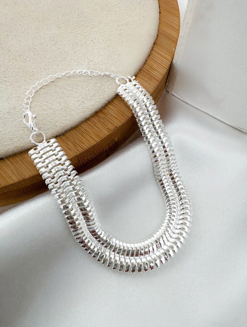 Pulseira Folheada a Ouro 18k e Prata 925 Corrente Lacraia