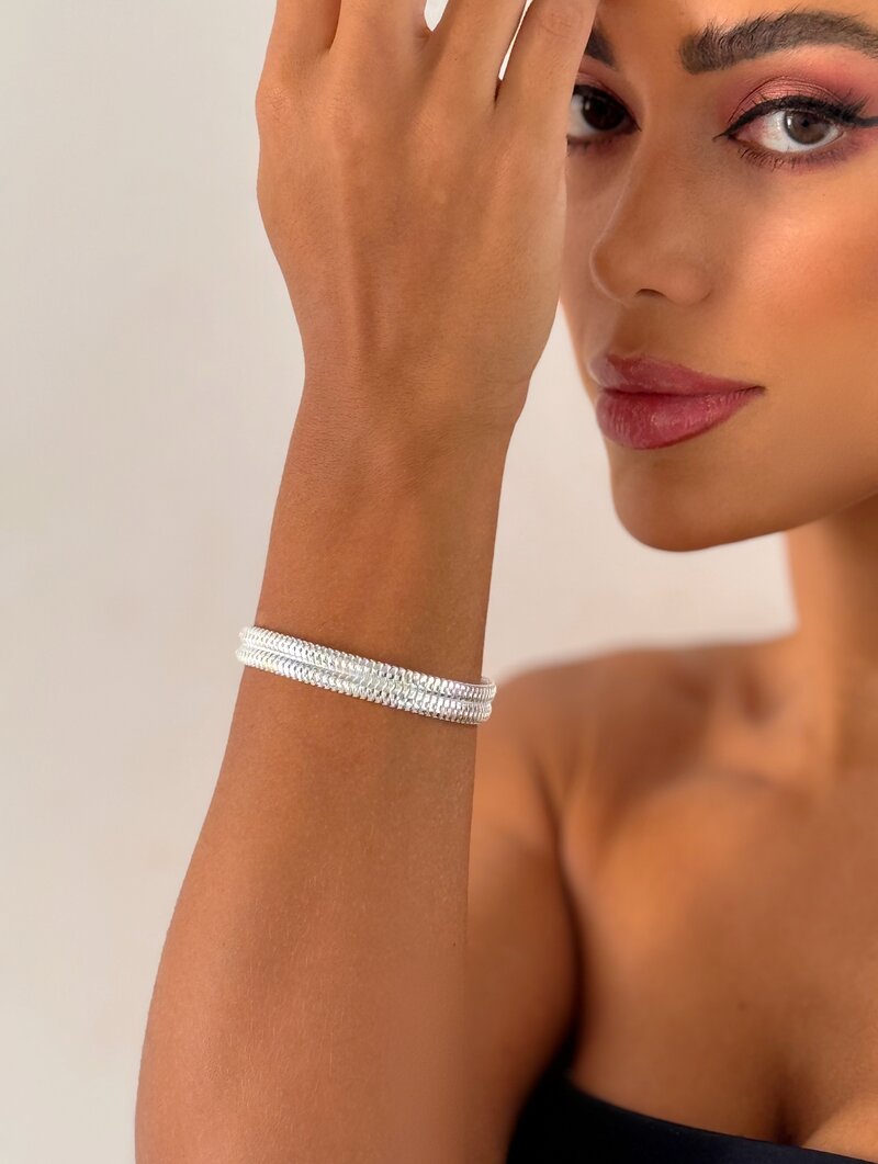 Pulseira Folheada a Ouro 18k e Prata 925 Corrente Lacraia