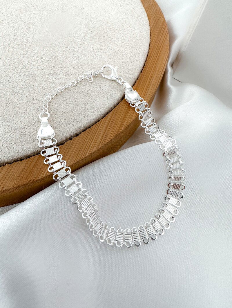 Pulseira Folheada a Ouro 18k e Prata 925 Design Esteira