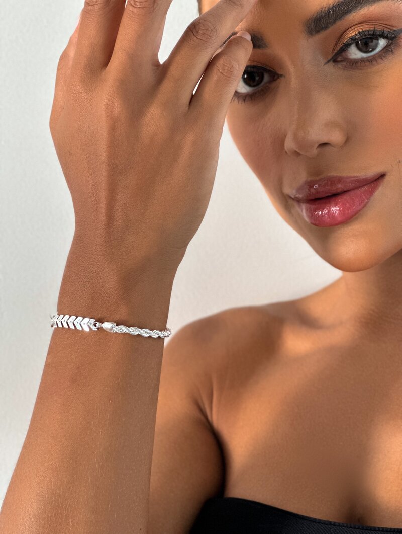 Pulseira Folheada a Ouro 18k e Prata 925 Escamas com Cordão Baiano