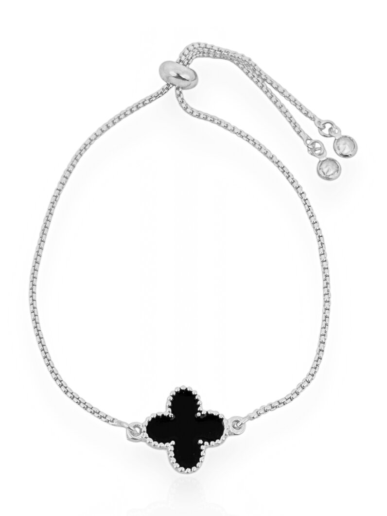 Pulseira Folheada a Ouro 18k e Prata 925 Inspiração Virginia Resinado Preto