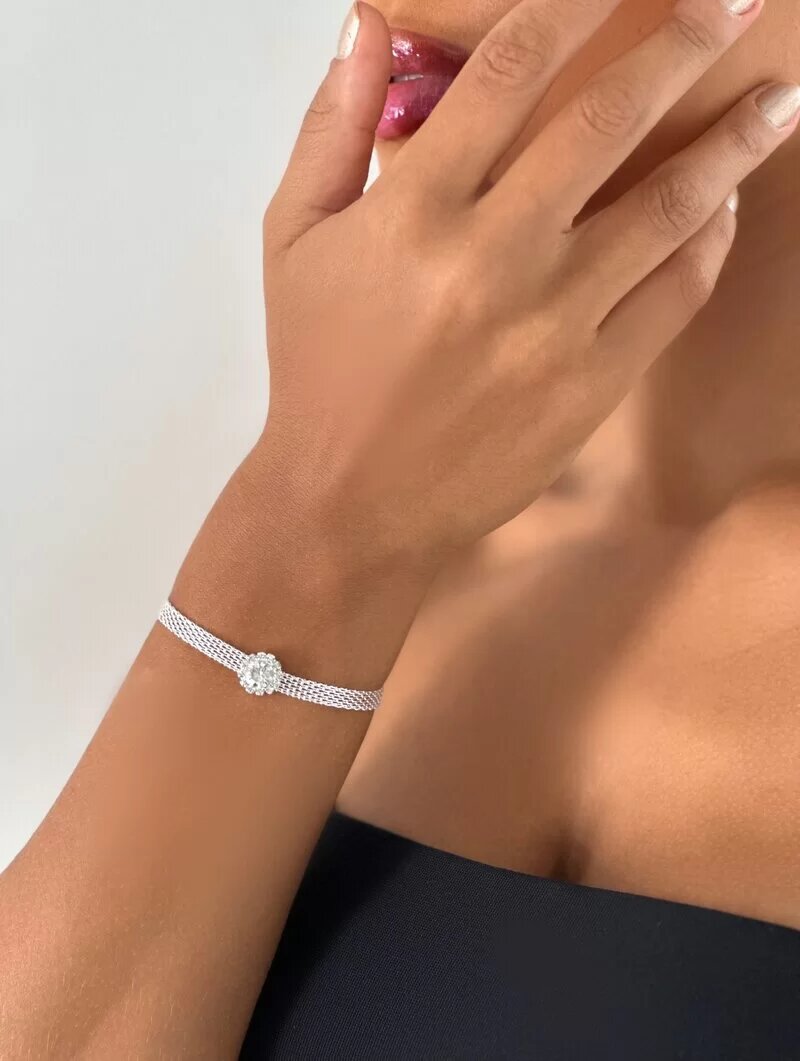 Pulseira Folheada a Ouro 18k e Prata 925 Manta com Circulo Cravejado