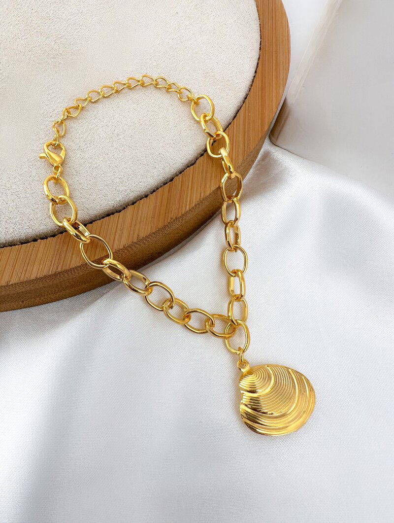 Pulseira Folheada a Ouro 18k e Prata 925 Pingente Concha