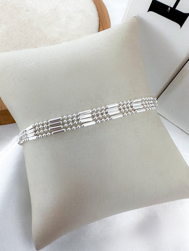 Pulseira Folheada a Ouro 18k e Prata 925 Quatro Fios Trabalhados