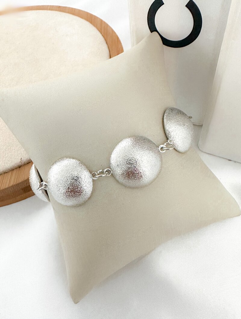 pulseira folheada a ouro 18k e prata bottons escovados