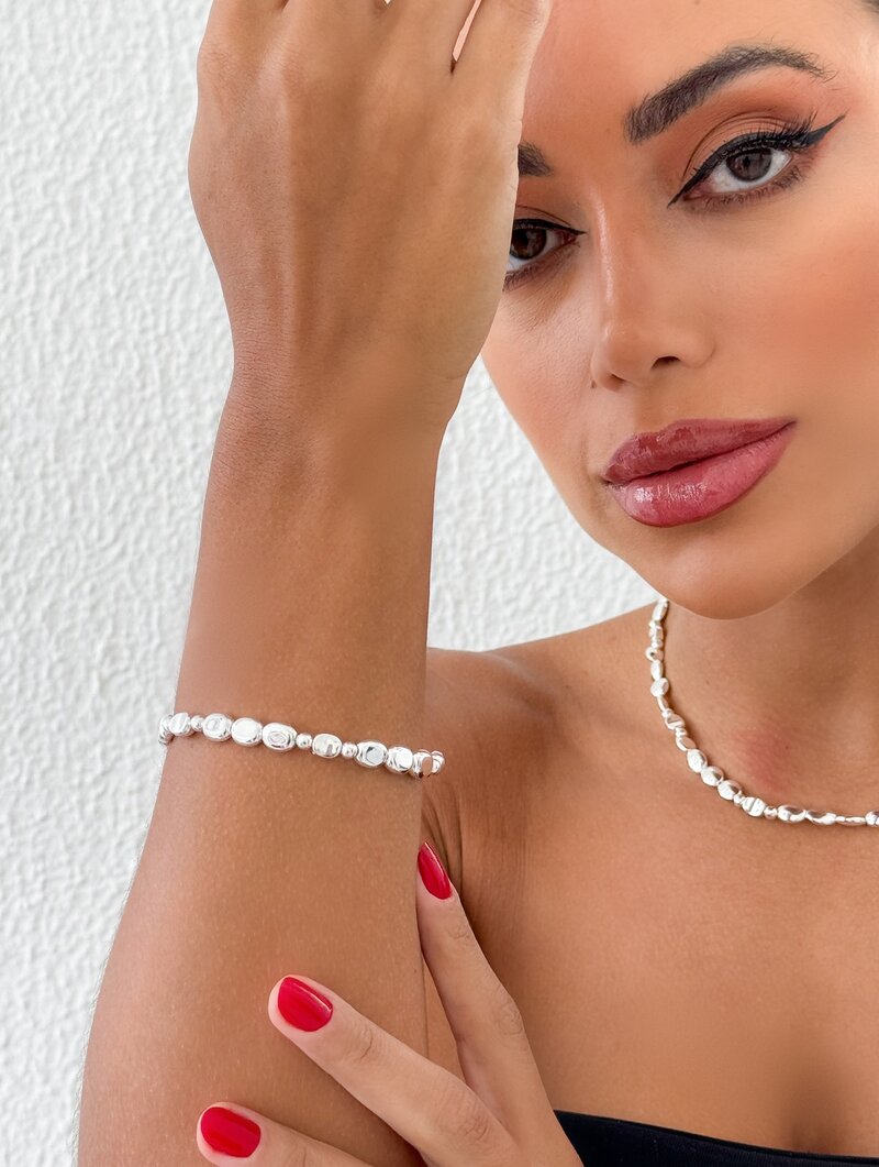 Pulseira Folheada a Ouro 18k e Prata Bottons Ovais Lisos