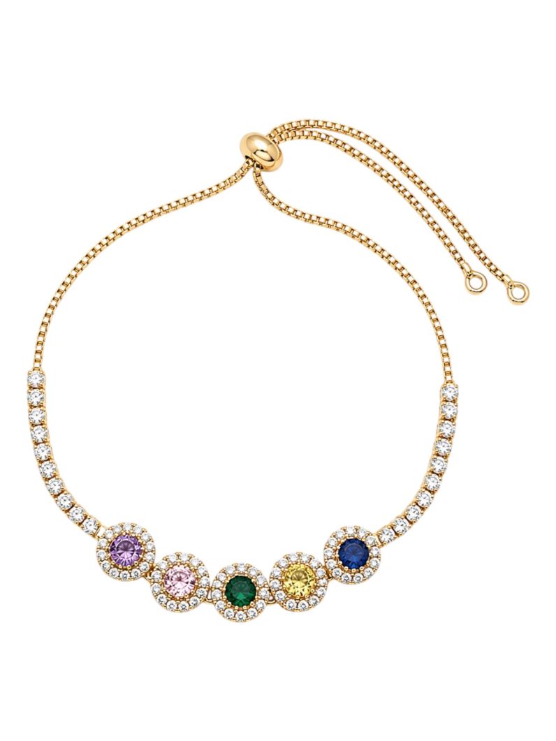 Pulseira Folheada a Ouro 18k e Prata Círculos Cravejados
