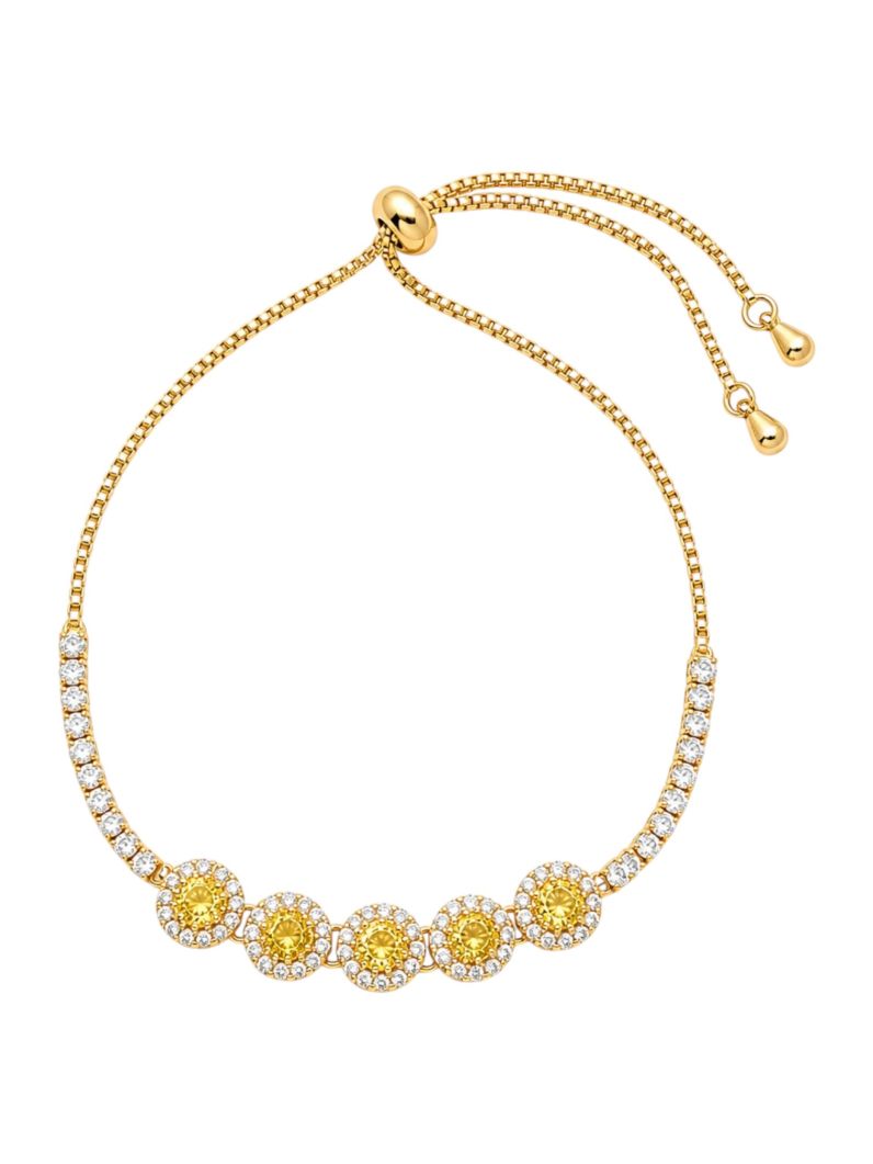 Pulseira Folheada a Ouro 18k e Prata Círculos Cravejados