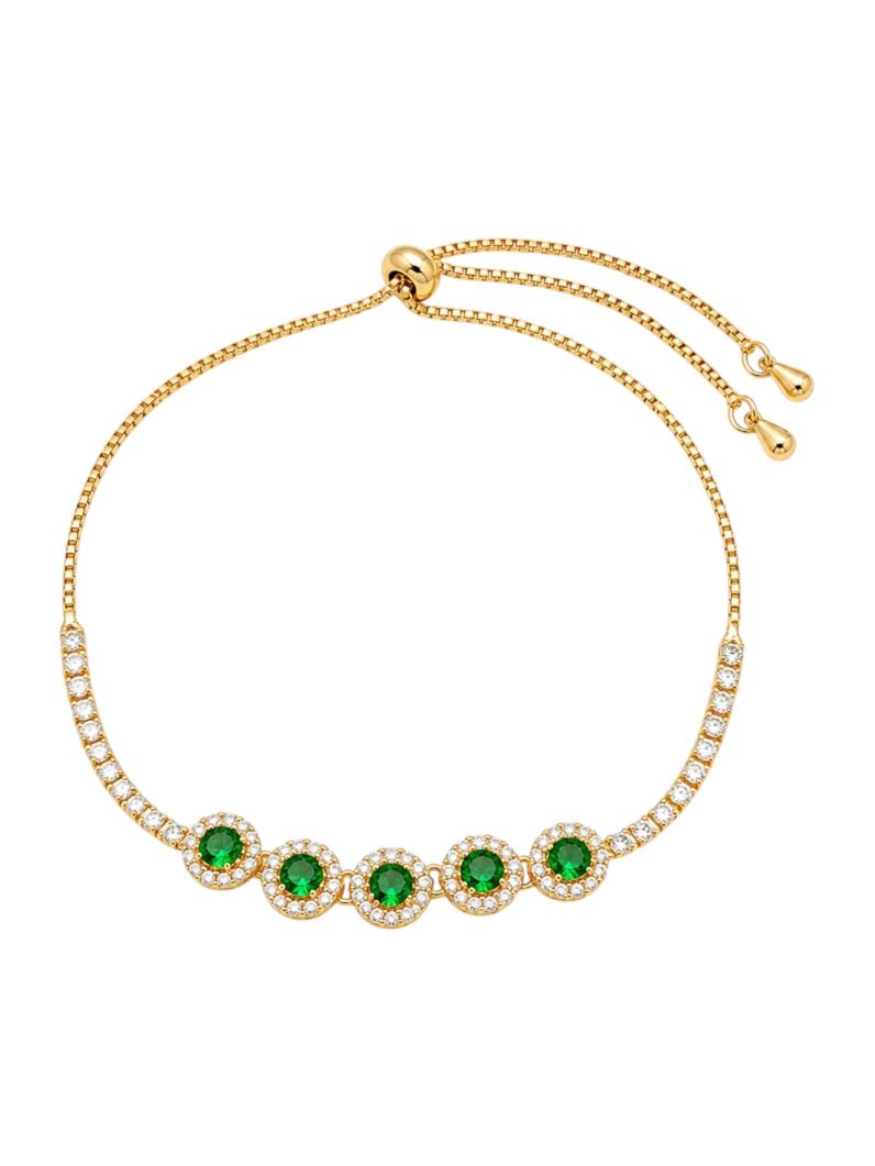 Pulseira Folheada a Ouro 18k e Prata Círculos Cravejados