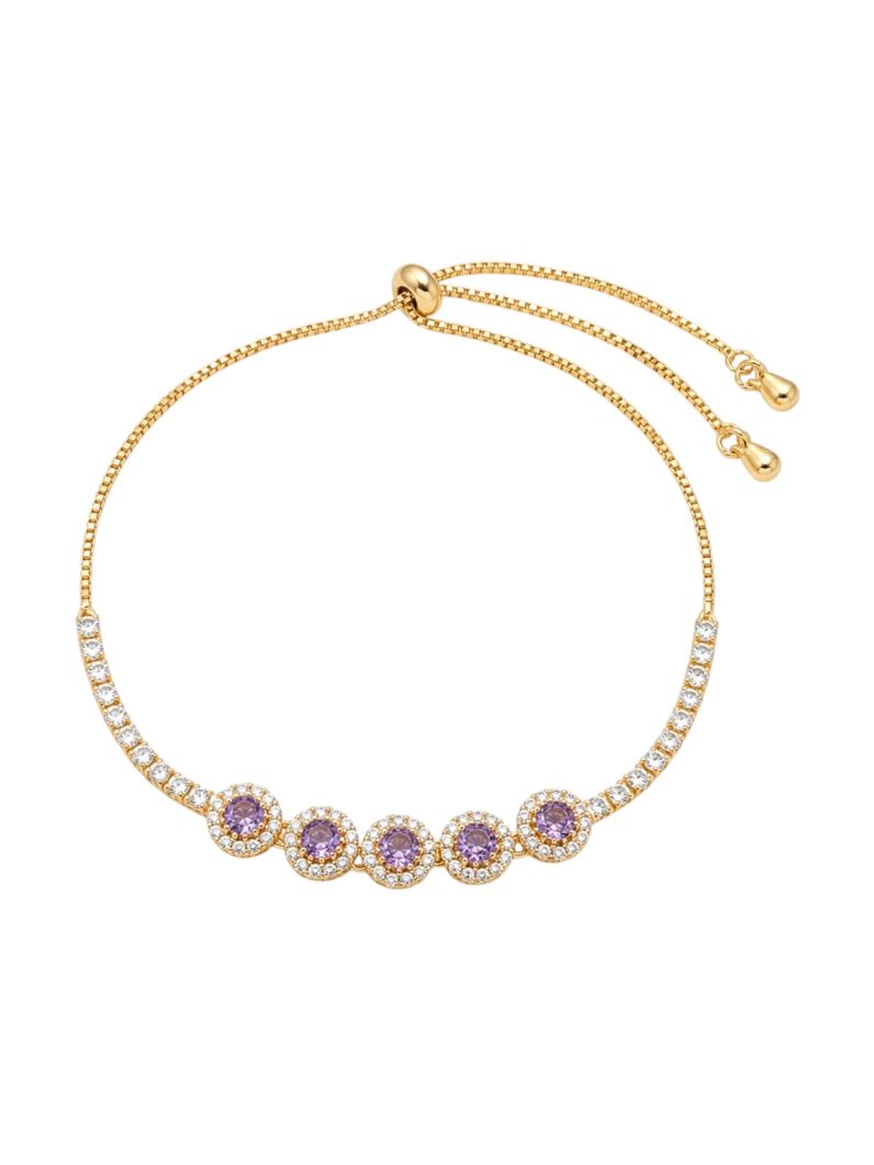 Pulseira Folheada a Ouro 18k e Prata Círculos Cravejados